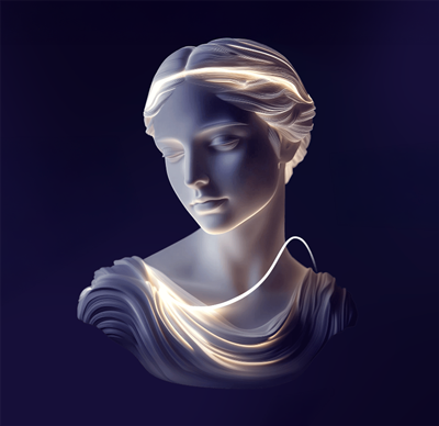 Ilustración de la clínica dermatológica: escultura de un rostro